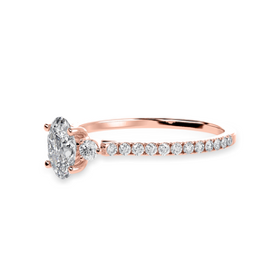 50-Pointer Oval Cut Solitaire Diamond Accents Shank 18K Rose Gold Ring JL AU 1244R-A   Jewelove.US