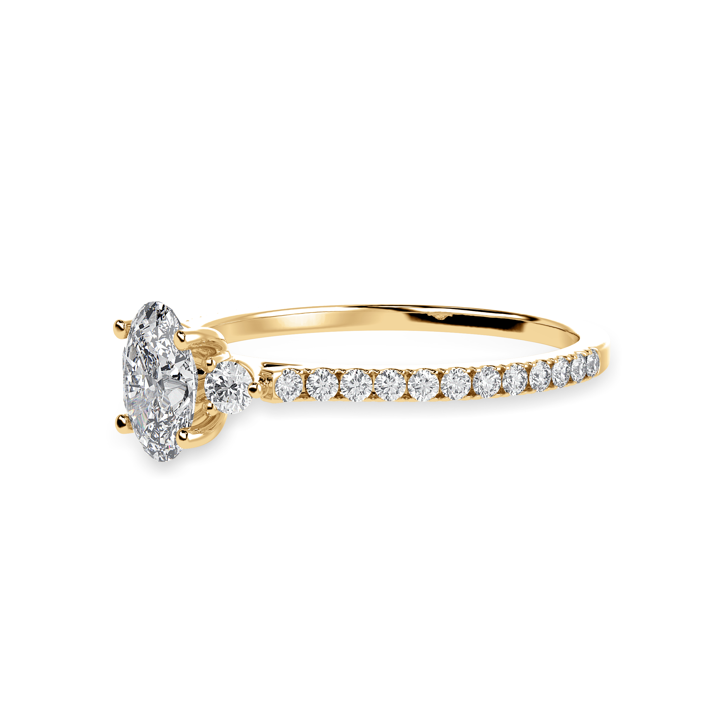 30-Pointer Oval Cut Solitaire Diamond Accents Shank 18K Yellow Gold Ring JL AU 1244Y   Jewelove.US