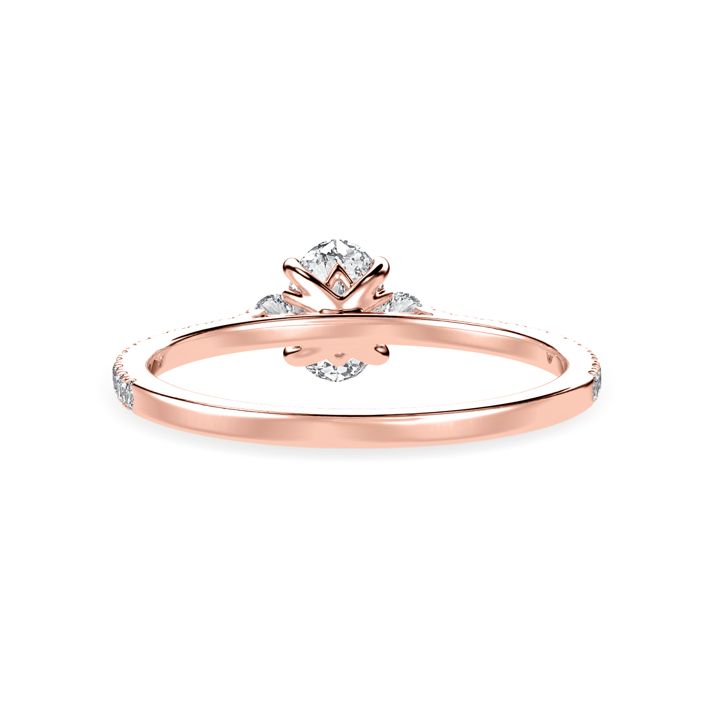 50-Pointer Oval Cut Solitaire Diamond Accents Shank 18K Rose Gold Ring JL AU 1244R-A   Jewelove.US