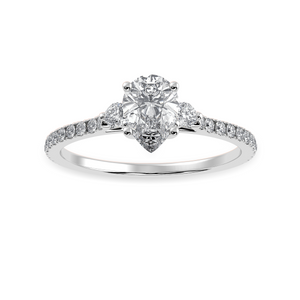 30-Pointer Pear Cut Solitaire Diamond Accents Shank Platinum Ring JL PT 1245   Jewelove.US