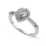 Load image into Gallery viewer, 30-Pointer Pear Cut Solitaire Halo Diamond Shank Platinum Ring JL PT 1253   Jewelove.US
