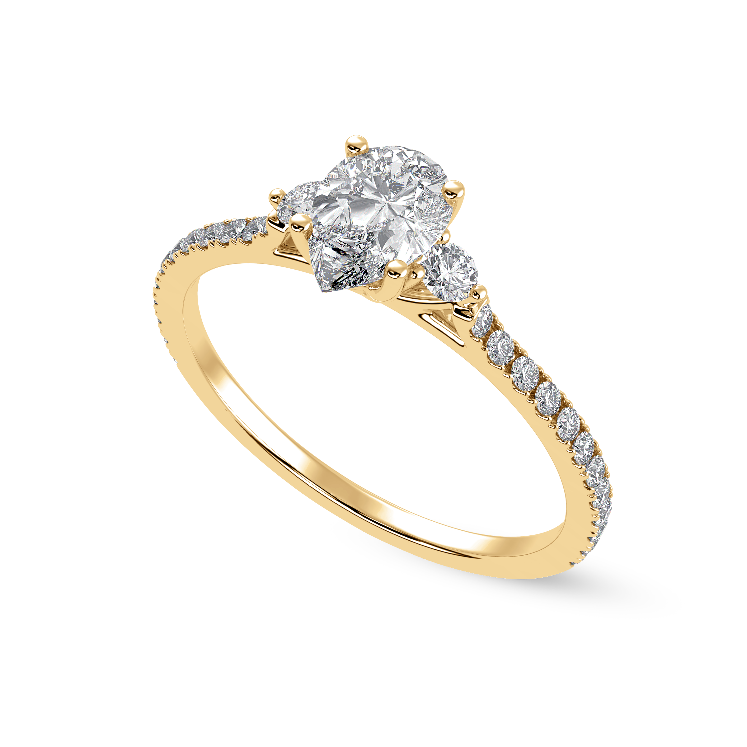 30-Pointer Pear Cut Solitaire Diamond Accents Shank 18K Yellow Gold Ring JL AU 1245Y   Jewelove.US