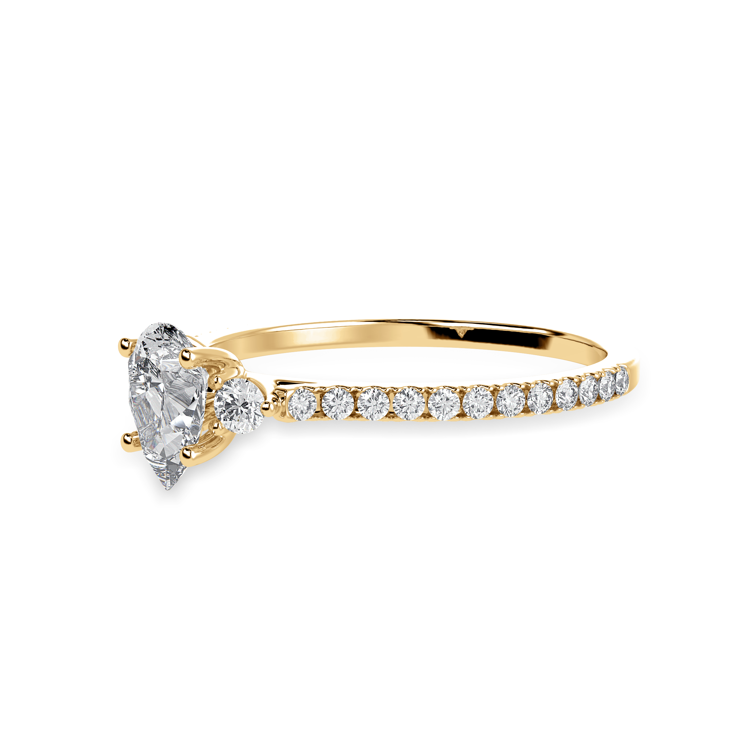 30-Pointer Pear Cut Solitaire Diamond Accents Shank 18K Yellow Gold Ring JL AU 1245Y   Jewelove.US