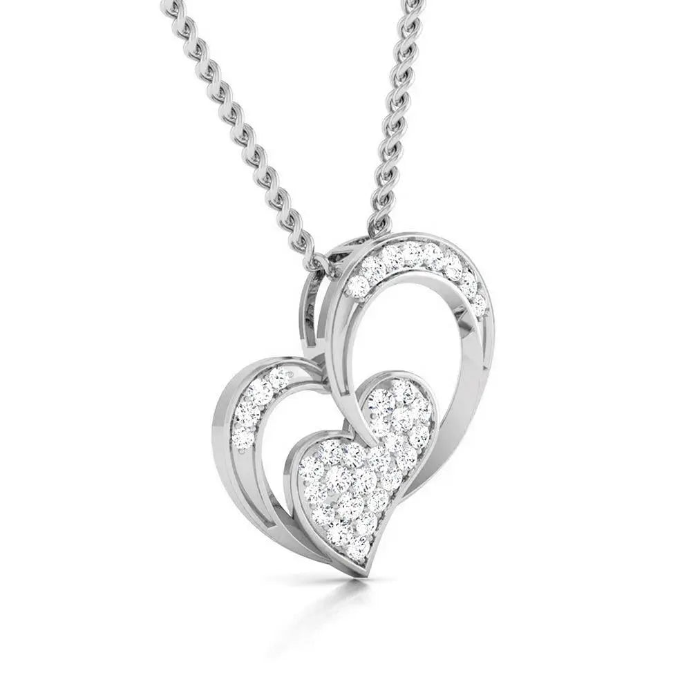 Platinum 2 Heart Pendant with Diamonds JL PT P 8089   Jewelove.US