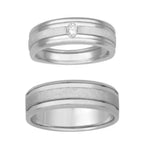 Load image into Gallery viewer, Platinum Couple Rings with Matte Finish &amp; Single Diamond JL PT 629   Jewelove.US
