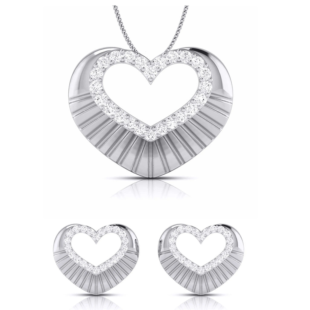 Platinum Diamond Heart Pendant Set JL PT P BT 37-E  Pendant-Set Jewelove.US