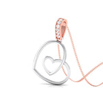 Load image into Gallery viewer, Platinum Double Heart Pendant with Diamond Studded Rose Gold Hook JL PT P 8101   Jewelove.US
