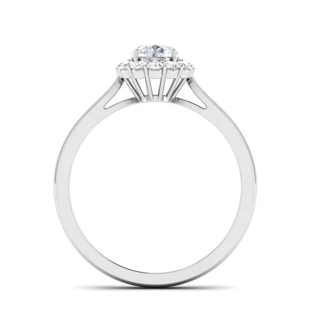 Platinum Solitaire Diamond Engagement Ring with Single Halo JL PT 498