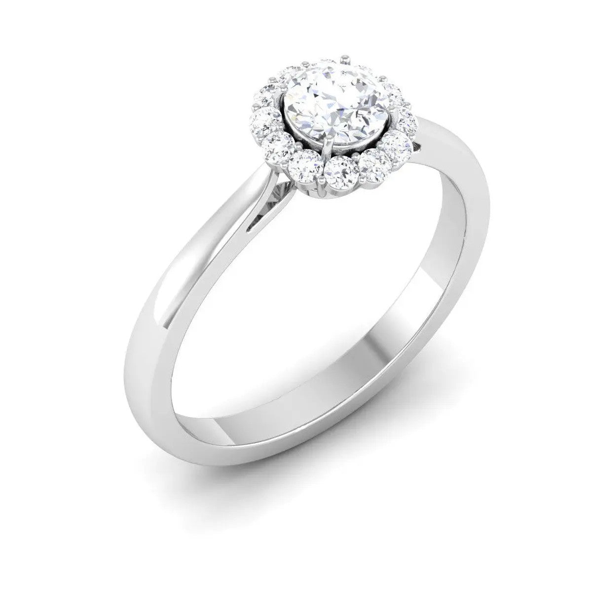 1-Carat Lab Grown Solitaire Halo Diamond Platinum Engagement Ring JL PT LG G 6998-B