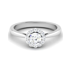 50-Pointer Lab Grown Solitaire Halo Diamond Platinum Engagement Ring JL PT LG G 6998