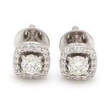 Load image into Gallery viewer, Platinum Solitaire Square Halo Earrings JL PTE 325   Jewelove.US
