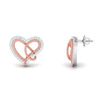 Load image into Gallery viewer, Platinum &amp; Gold Double Heart Earrings with Diamonds JL PT E 8084   Jewelove.US
