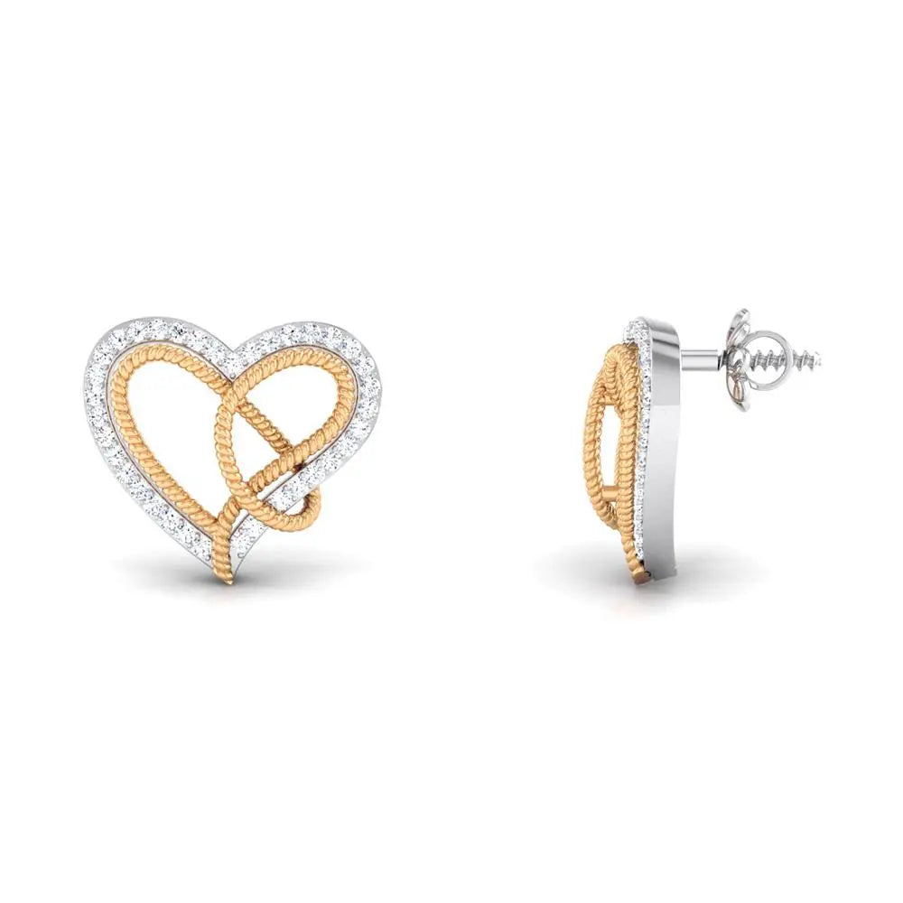 Platinum & Gold Double Heart Earrings with Diamonds JL PT E 8084   Jewelove.US