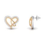 Load image into Gallery viewer, Platinum &amp; Gold Double Heart Earrings with Diamonds JL PT E 8084   Jewelove.US
