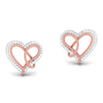 Load image into Gallery viewer, Platinum &amp; Gold Double Heart Earrings with Diamonds JL PT E 8084  Rose-Gold Jewelove.US
