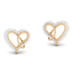 Load image into Gallery viewer, Platinum &amp; Gold Double Heart Earrings with Diamonds JL PT E 8084  Yellow-Gold Jewelove.US
