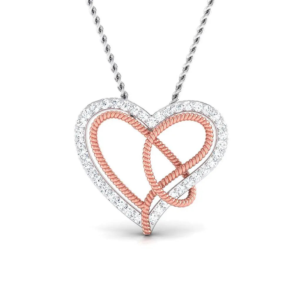 Platinum & Gold Double Heart Pendant with Diamonds JL PT P 8084  Rose-Gold Jewelove.US