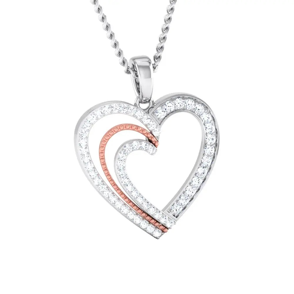 Platinum & Rose Gold Hearts & Diamonds Pendant JL PT P 8063  Rose-Gold Jewelove.US