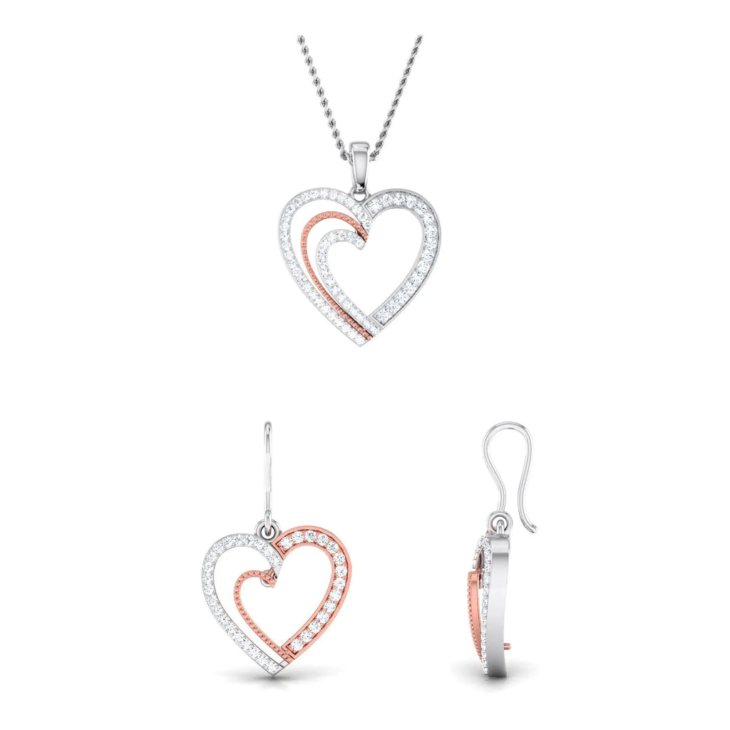 Platinum & Rose Gold Hearts & Diamonds Pendant Set JL PT P 8063  Rose-Gold Jewelove.US