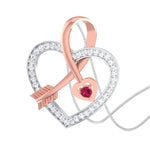 Load image into Gallery viewer, Platinum &amp; Rose Gold Hearts &amp; Diamonds Pendant Set JL PT P 8064   Jewelove.US
