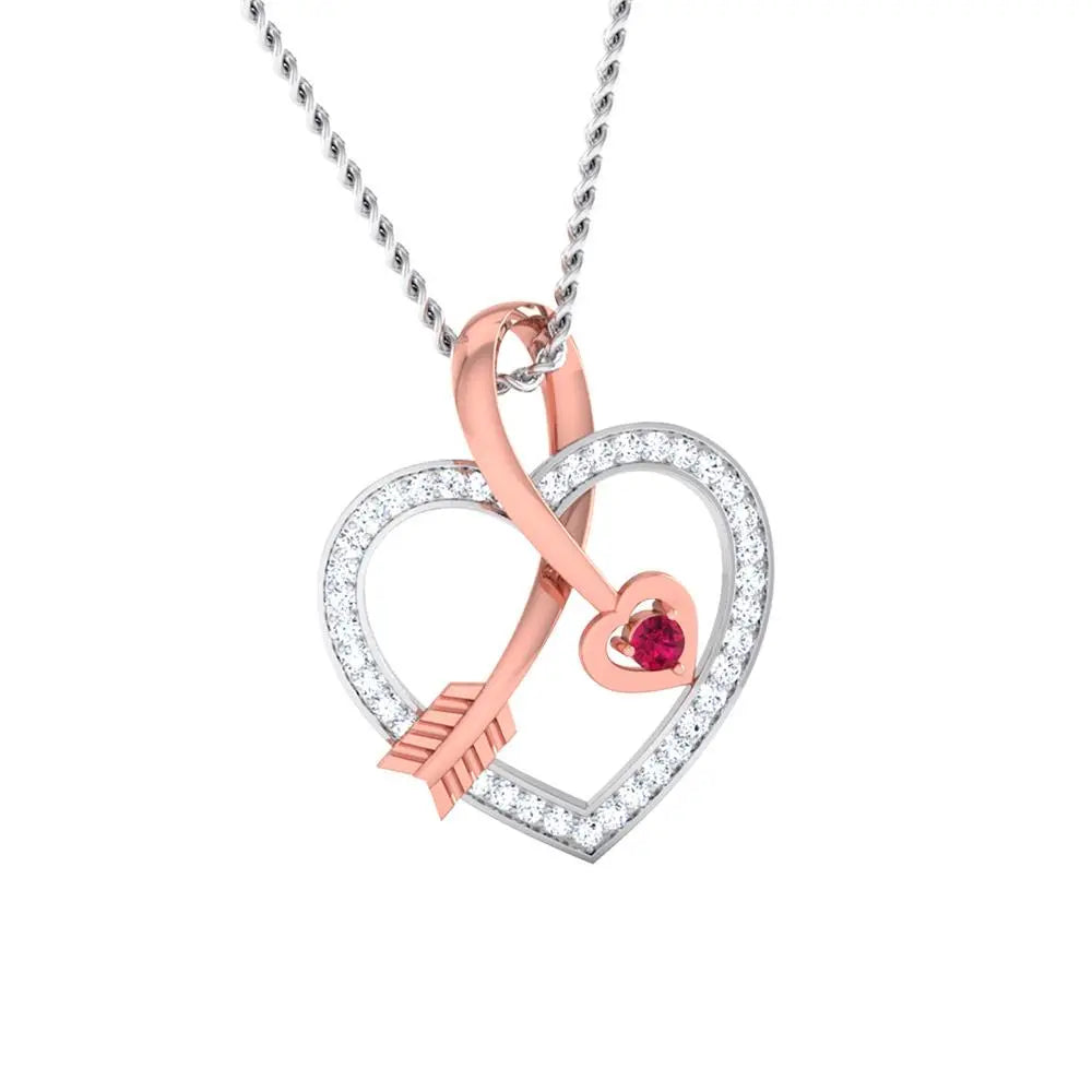 Platinum & Rose Gold Hearts & Diamonds Pendant Set JL PT P 8064   Jewelove.US