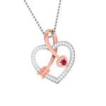 Load image into Gallery viewer, Platinum &amp; Rose Gold Hearts &amp; Diamonds Pendant Set JL PT P 8064   Jewelove.US
