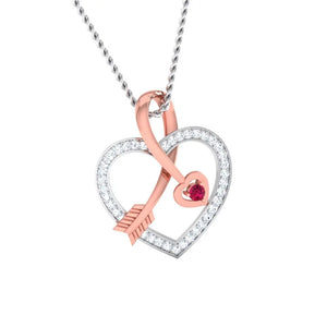 Platinum & Rose Gold Hearts & Diamonds Pendant Set JL PT P 8064   Jewelove.US