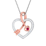 Load image into Gallery viewer, Platinum &amp; Rose Gold Hearts &amp; Diamonds Pendant Set JL PT P 8064   Jewelove.US
