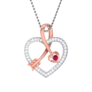 Platinum & Rose Gold Hearts & Diamonds Pendant Set JL PT P 8064   Jewelove.US