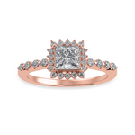 Load image into Gallery viewer, 30-Pointer Princess Cut Solitaire Halo Diamond Shank 18K Rose Gold Ring JL AU 1248R   Jewelove.US
