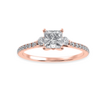 Load image into Gallery viewer, 30-Pointer Princess Cut Solitaire Diamond Accents Shank 18K Rose Gold Ring JL AU 1240R   Jewelove.US
