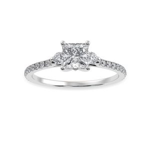 50-Pointer Princess Cut Solitaire Diamond Accents Shank Platinum Ring JL PT 1240-A   Jewelove.US