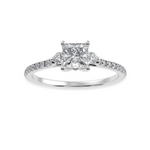 Load image into Gallery viewer, 70-Pointer Princess Cut Solitaire Diamond Accents Shank Platinum Ring JL PT 1240-B   Jewelove.US
