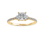 Load image into Gallery viewer, 30-Pointer Princess Cut Solitaire Diamond Accents Shank 18K Yellow Gold Ring JL AU 1240Y   Jewelove.US
