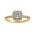 Load image into Gallery viewer, 30-Pointer Princess Cut Solitaire Halo Diamond Shank 18K Yellow Gold Ring JL AU 1248Y   Jewelove.US
