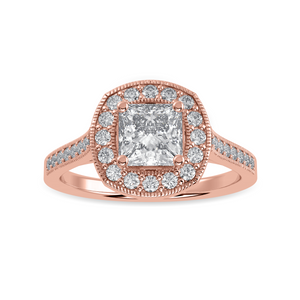 30-Pointer Princess Cut Solitaire Halo Diamond Shank 18K Rose Gold Ring JL AU 1331R   Jewelove.US