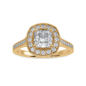 70-Pointer Princess Cut Solitaire Halo Diamond Shank 18K Yellow Gold Ring JL AU 1331Y-B   Jewelove.US