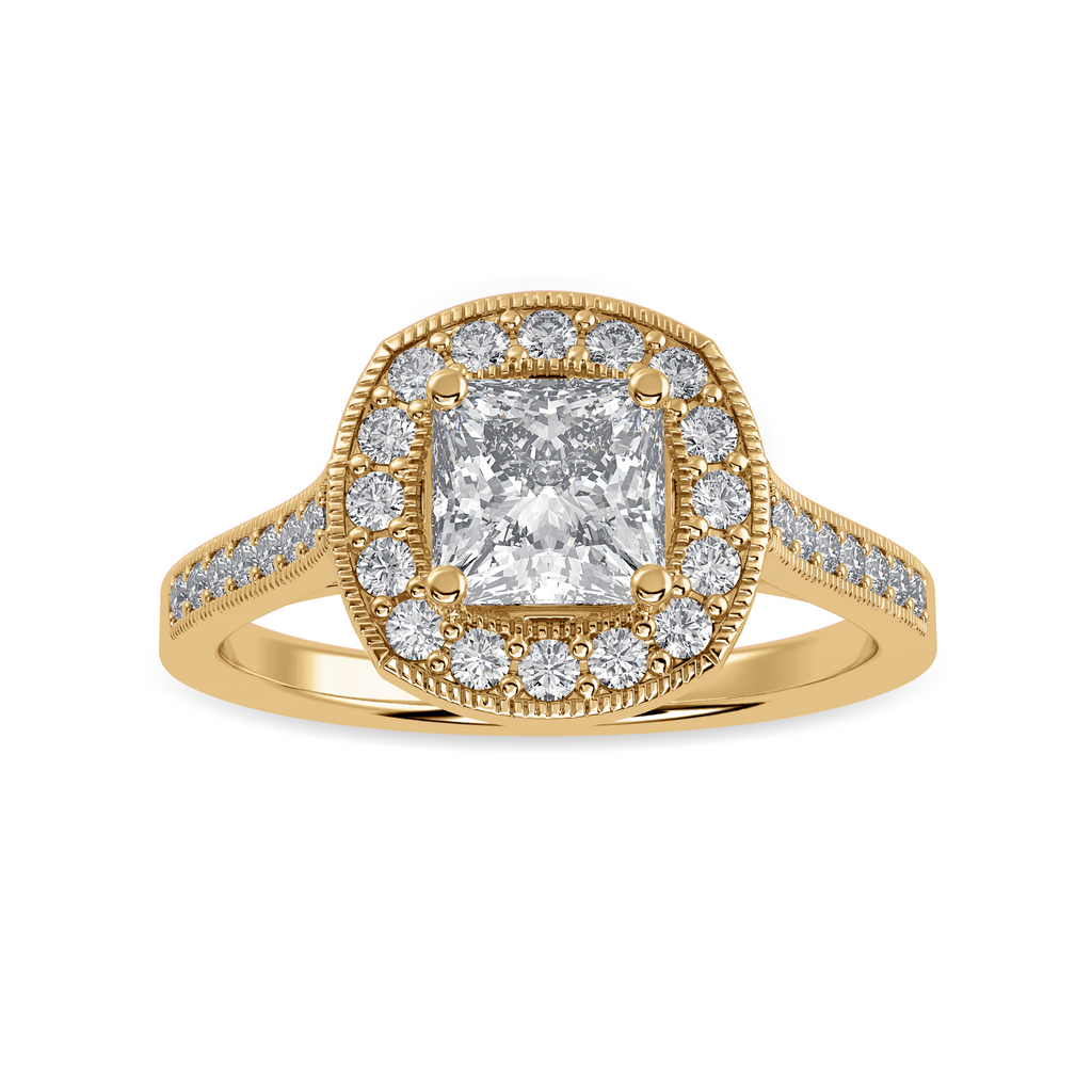 1-Carat Princess Cut Solitaire Halo Diamond Shank 18K Yellow Gold Ring JL AU 1331Y-C   Jewelove.US