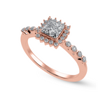 Load image into Gallery viewer, 30-Pointer Princess Cut Solitaire Halo Diamond Shank 18K Rose Gold Ring JL AU 1248R   Jewelove.US
