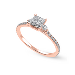 Load image into Gallery viewer, 70-Pointer Princess Cut Solitaire Diamond Accents Shank 18K Rose Gold Ring JL AU 1240R-B   Jewelove.US
