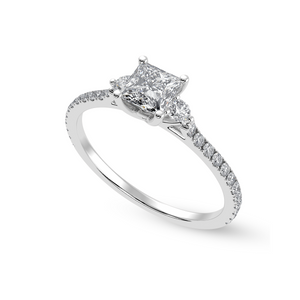 30-Pointer Princess Cut Solitaire Diamond Accents Shank Platinum Ring JL PT 1240   Jewelove.US