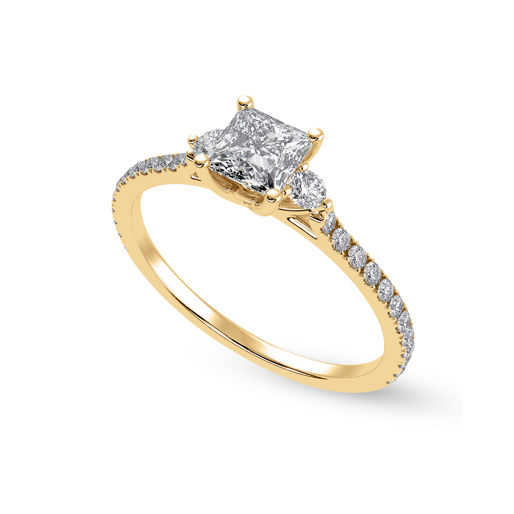 30-Pointer Princess Cut Solitaire Diamond Accents Shank 18K Yellow Gold Ring JL AU 1240Y   Jewelove.US