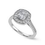 Load image into Gallery viewer, 30-Pointer Princess Cut Solitaire Halo Diamond Shank Platinum Ring JL PT 1331   Jewelove.US
