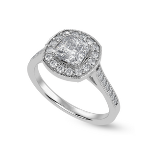 30-Pointer Princess Cut Solitaire Halo Diamond Shank Platinum Ring JL PT 1331   Jewelove.US