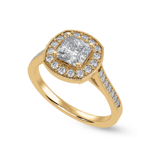 1-Carat Princess Cut Solitaire Halo Diamond Shank 18K Yellow Gold Ring JL AU 1331Y-C   Jewelove.US
