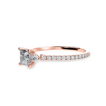 Load image into Gallery viewer, 70-Pointer Princess Cut Solitaire Diamond Accents Shank 18K Rose Gold Ring JL AU 1240R-B   Jewelove.US
