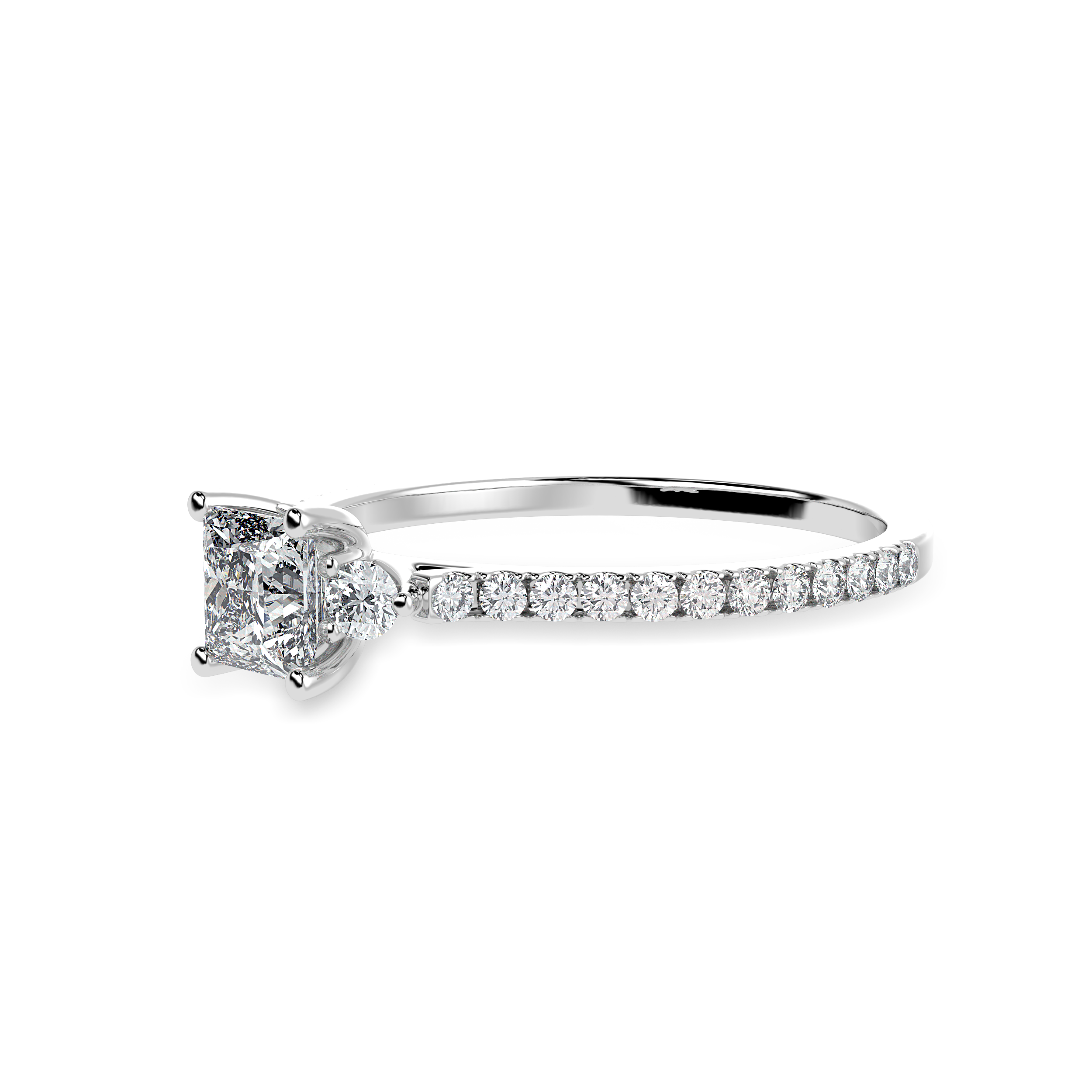 70-Pointer Princess Cut Solitaire Diamond Accents Shank Platinum Ring JL PT 1240-B   Jewelove.US