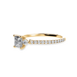 Load image into Gallery viewer, 70-Pointer Princess Cut Solitaire Diamond Accents Shank 18K Yellow Gold Ring JL AU 1240Y-B   Jewelove.US
