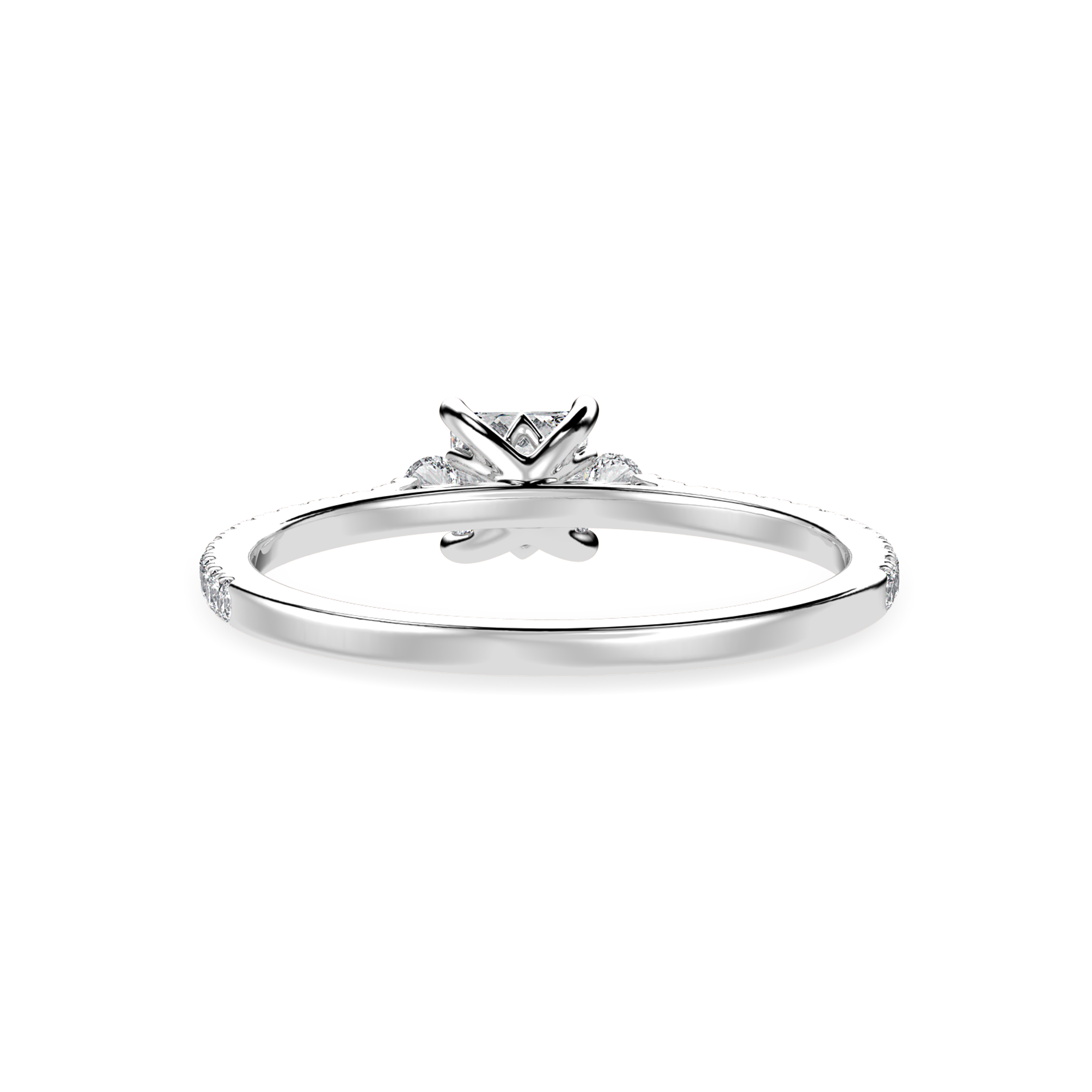 70-Pointer Princess Cut Solitaire Diamond Accents Shank Platinum Ring JL PT 1240-B   Jewelove.US