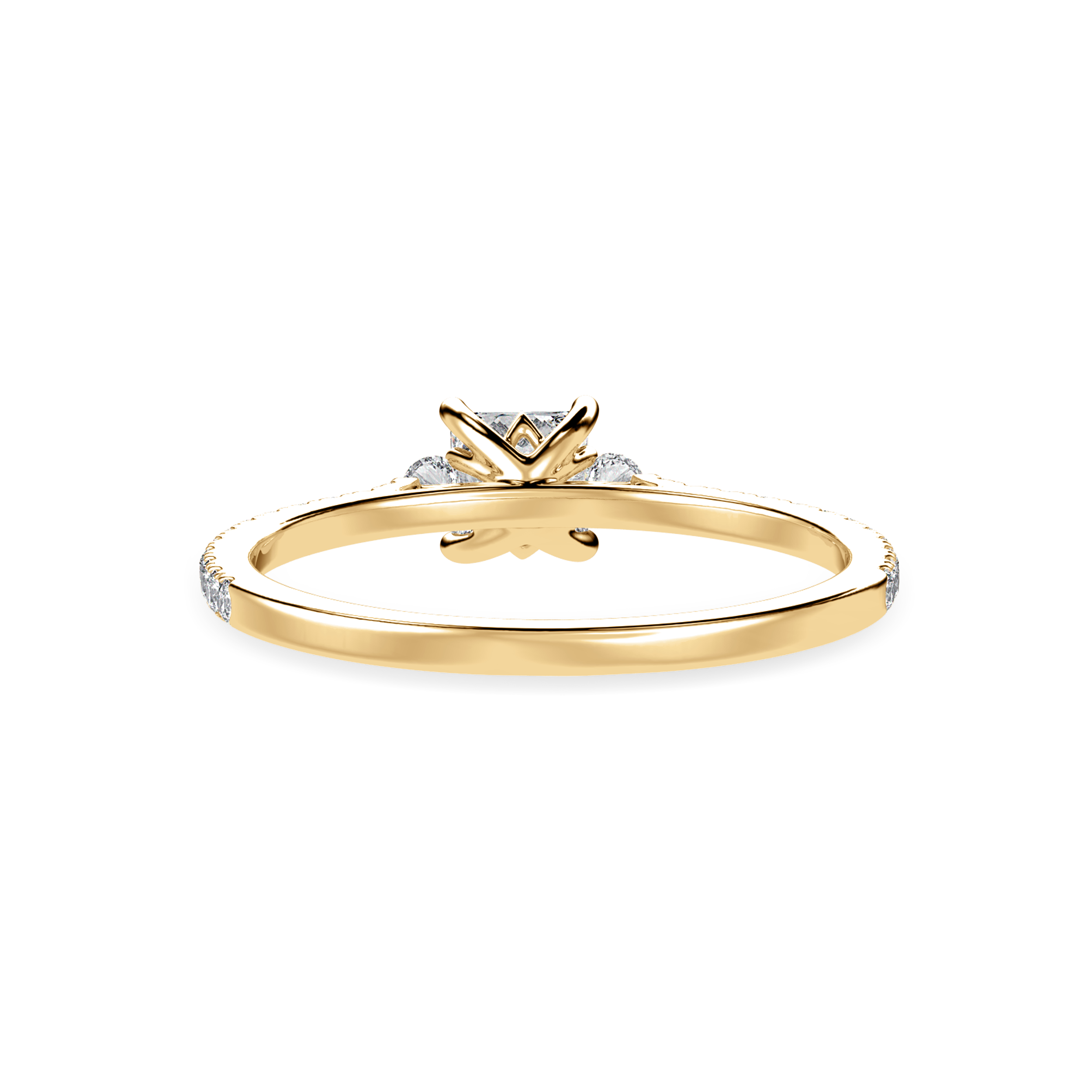 70-Pointer Princess Cut Solitaire Diamond Accents Shank 18K Yellow Gold Ring JL AU 1240Y-B   Jewelove.US